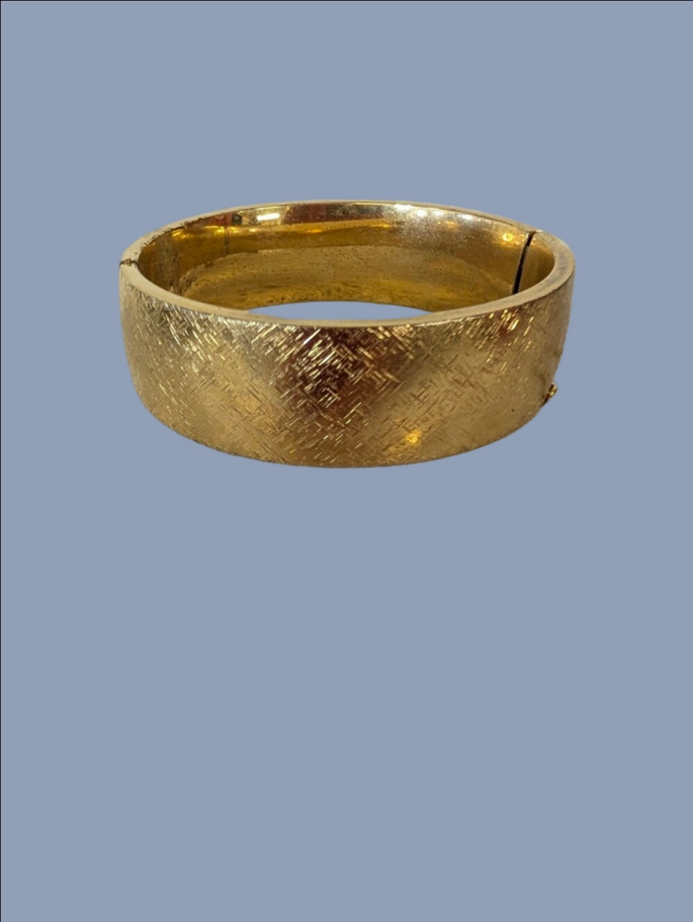 Vintage Gold Textured Hinged Bangle Bracelet - Women's Jewelry